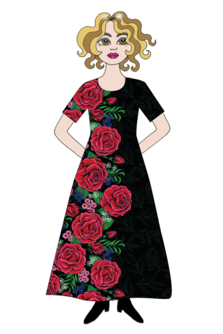 Förhandsbokning Vildaklänning Brita - Mammas rosor, svart