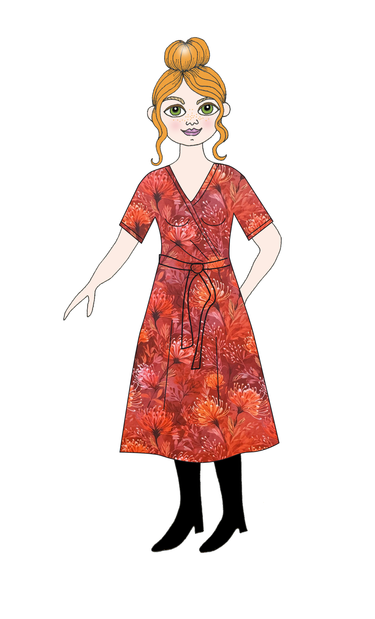 Klänning omlottklänning Astrid, röd Grevilla