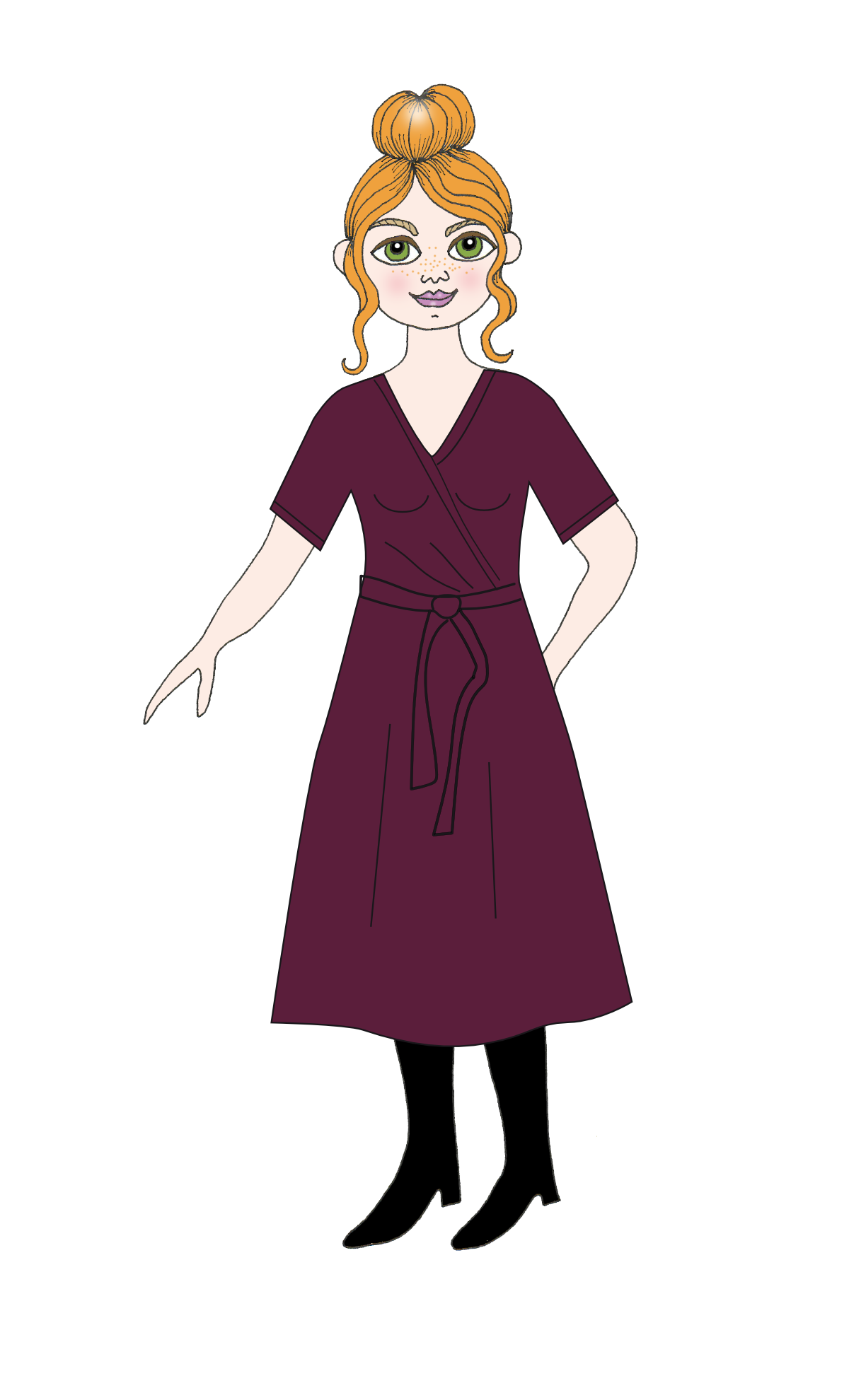 Klänning omlottklänning Astrid, enfärgad vinröd