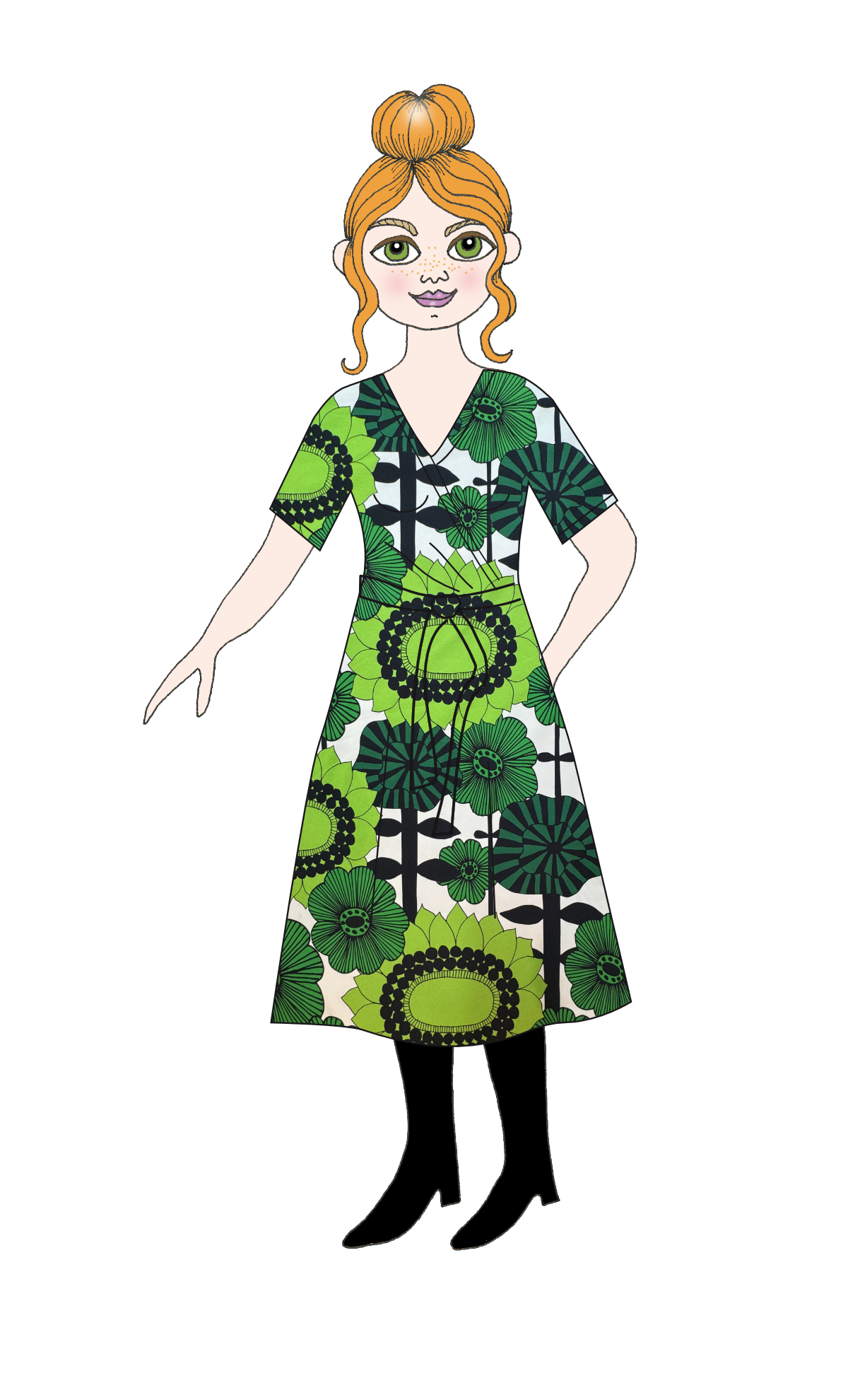 Klänning Astrid, Albertina grön